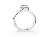 Platinum Bezel Set Fancy Blue Cushion  Solitaire Ring with Wide Band 3