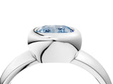Platinum Bezel Set Fancy Blue Cushion  Solitaire Ring with Wide Band 4