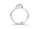 Platinum Bezel Set Fancy Blue Emerald  Solitaire Ring with Wide Band 4