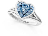 Platinum Bezel Set Fancy Blue Heart  Cut Solitaire Ring with Tapered Band 1