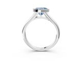 Platinum Bezel Set Fancy Blue Heart  Solitaire Diamond Ring with Smooth Band 5