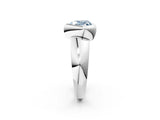 Platinum Bezel Set Fancy Blue Heart  Solitaire Ring with Wide Band 2