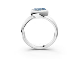 Platinum Bezel Set Fancy Blue Heart  Solitaire Ring with Wide Band 3