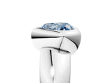 Platinum Bezel Set Fancy Blue Heart  Solitaire Ring with Wide Band 5