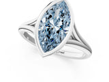 Platinum Bezel Set Fancy Blue Marquise  Cut Solitaire Ring with Tapered Band 1