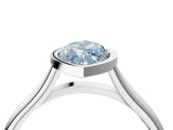 Platinum Bezel Set Fancy Blue Marquise  Cut Solitaire Ring with Tapered Band 4