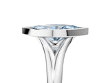 Platinum Bezel Set Fancy Blue Marquise  Solitaire Diamond Ring with Smooth Band