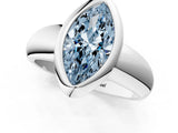Platinum Bezel Set Fancy Blue Marquise  Solitaire Ring with Wide Band 1