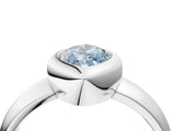 Platinum Bezel Set Fancy Blue Marquise  Solitaire Ring with Wide Band 4