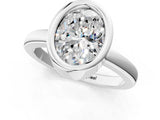 Platinum Bezel Set Fancy Blue Oval Cut Solitaire Engagement Ring with Classic Band_7