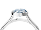 Platinum Bezel Set Fancy Blue Oval  Cut Solitaire Ring with Tapered Band 4