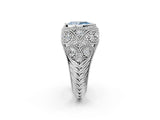 Platinum Bezel Set Fancy Blue Pear Cut Diamond Milgrain Band Ring_14