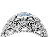Platinum Bezel Set Fancy Blue Pear Cut Diamond Milgrain Band Ring_16