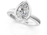 Platinum Bezel Set Fancy Blue Pear Cut Solitaire Engagement Ring with Classic Band_7