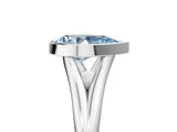 Platinum Bezel Set Fancy Blue Pear  Cut Solitaire Ring with Tapered Band 5