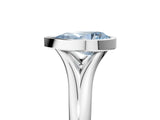 Platinum Bezel Set Fancy Blue Pear  Solitaire Diamond Ring with Smooth Band 5