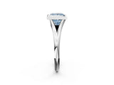 Platinum Bezel Set Fancy Blue Princess  Cut Solitaire Ring with Tapered Band 2