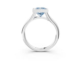Platinum Bezel Set Fancy Blue Princess  Solitaire Diamond Ring with Smooth Band 4