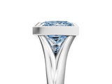 Platinum Bezel Set Fancy Blue Princess  Solitaire Diamond Ring with Smooth Band