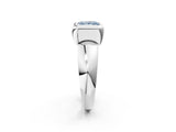 Platinum Bezel Set Fancy Blue Princess  Solitaire Ring with Wide Band 3