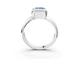 Platinum Bezel Set Fancy Blue Princess  Solitaire Ring with Wide Band 4