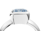 Platinum Bezel Set Fancy Blue Princess  Solitaire Ring with Wide Band 5