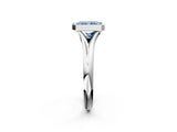 Platinum Bezel Set Fancy Blue Radiant  Solitaire Diamond Ring with Smooth Band 3