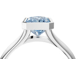 Platinum Bezel Set Fancy Blue Radiant  Solitaire Diamond Ring with Smooth Band 5