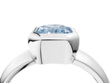 Platinum Bezel Set Fancy Blue Radiant  Solitaire Ring with Wide Band 5