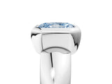 Platinum Bezel Set Fancy Blue Radiant  Solitaire Ring with Wide Band