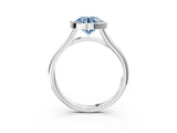 Platinum Bezel Set Fancy Blue Round  Cut Solitaire Ring with Tapered Band 3