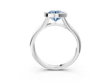 Platinum Bezel Set Fancy Blue Round  Solitaire Diamond Ring with Smooth Band 3