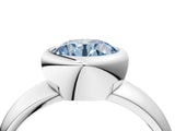 Platinum Bezel Set Fancy Blue Round  Solitaire Ring with Wide Band 5