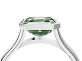 Platinum Bezel Set Fancy Green Asscher  Cut Solitaire Ring with Tapered Band 4