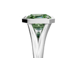 Platinum Bezel Set Fancy Green Asscher  Cut Solitaire Ring with Tapered Band 5