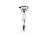 Platinum Bezel Set Fancy Green Asscher  Solitaire Diamond Ring with Smooth Band 3
