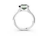 Platinum Bezel Set Fancy Green Asscher  Solitaire Diamond Ring with Smooth Band 4