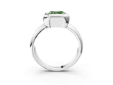 Platinum Bezel Set Fancy Green Asscher  Solitaire Ring with Wide Band 4