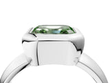 Platinum Bezel Set Fancy Green Asscher  Solitaire Ring with Wide Band 5