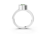 Platinum Bezel Set Fancy Green Cushion Cut Solitaire Engagement Ring with Classic Band_15