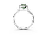 Platinum Bezel Set Fancy Green Cushion  Cut Solitaire Ring with Tapered Band 4