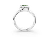 Platinum Bezel Set Fancy Green Cushion  Solitaire Ring with Wide Band 4