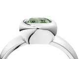 Platinum Bezel Set Fancy Green Cushion  Solitaire Ring with Wide Band 5