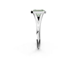 Platinum Bezel Set Fancy Green Emerald  Cut Solitaire Ring with Tapered Band 2