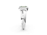 Platinum Bezel Set Fancy Green Emerald  Solitaire Ring with Wide Band 3