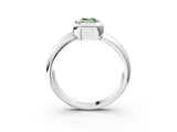 Platinum Bezel Set Fancy Green Emerald  Solitaire Ring with Wide Band 4