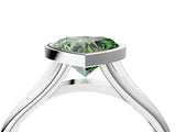 Platinum Bezel Set Fancy Green Heart  Cut Solitaire Ring with Tapered Band 5