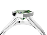 Platinum Bezel Set Fancy Green Heart  Solitaire Diamond Ring with Smooth Band 5