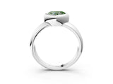 Platinum Bezel Set Fancy Green Heart  Solitaire Ring with Wide Band 3