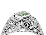 Platinum Bezel Set Fancy Green Marquise Cut Diamond Milgrain Band Ring_16
